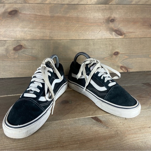 vans old skool womens size 7 shoes black athletic skate sneakers - Picture 3 of 8